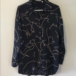 Aritzia Fox Print Blouse Size xxs